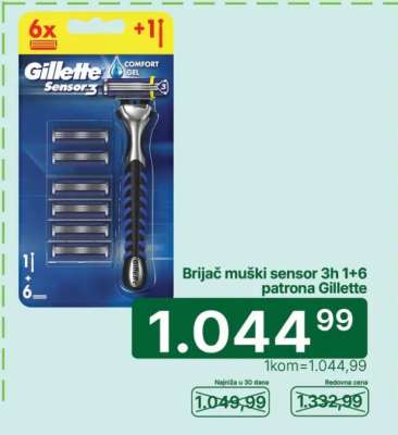 Brijač muški sensor 3h 1+6 patrona Gillette