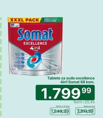 Tablete za sude excellence 4in1 Somat 88 kom.