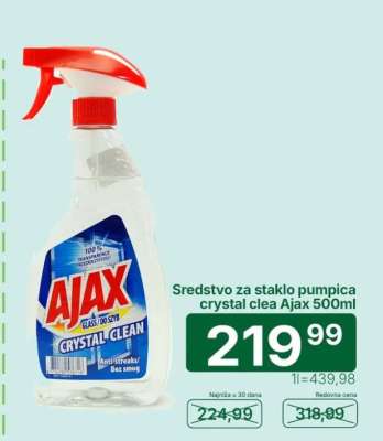 Sredstvo za staklo pumpica crystal clea Ajax 500ml