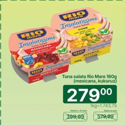Tuna salata Rio Mare 160g (mexicana, kukuruz)