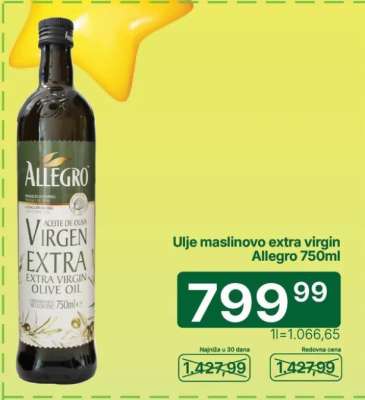 Ulje maslinovo extra virgin Allegro 750ml