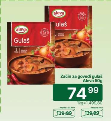 Začin za goveđi gulaš Aleva 50g