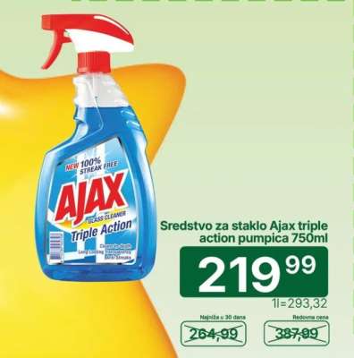 Sredstvo za staklo Ajax triple action pumpica 750ml
