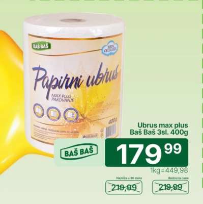 Ubrus max plus Baš Baš 3sl. 400g