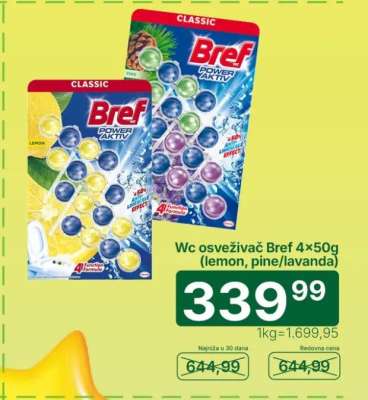 Wc osveživač Bref 4×50g (lemon, pine/lavanda)