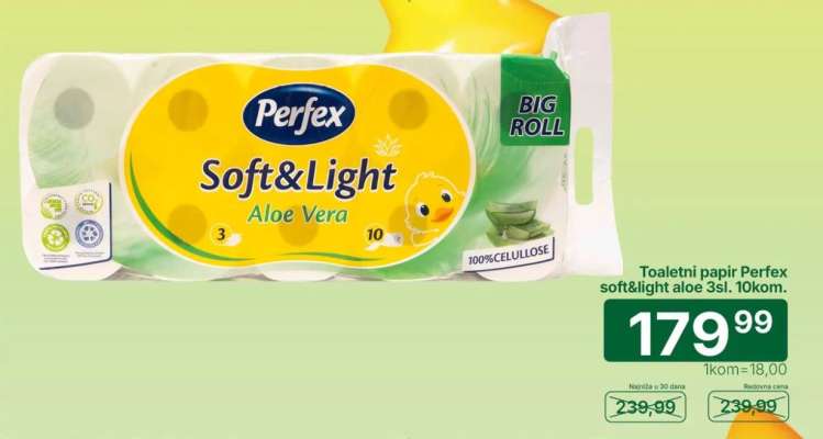 Toaletni papir Perfex soft&light aloe 3sl. 10kom.