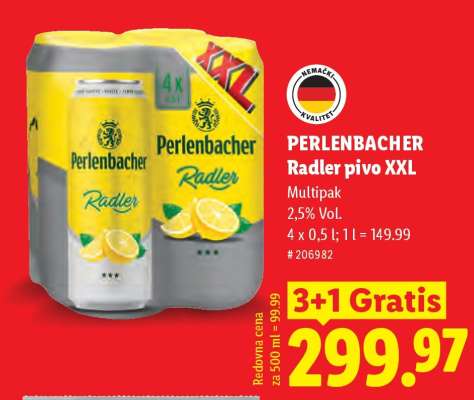 Perlenbacher Radler pivo XXL