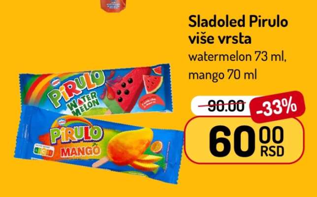 Sladoled Pirulo više vrsta