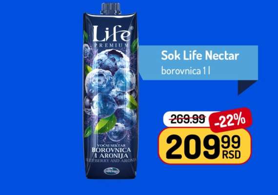 Sok Life Nectar borovnica 1l