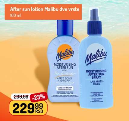 After sun lotion Malibu dve vrste