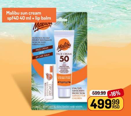 Malibu sun cream spf40 40 ml + lip balm