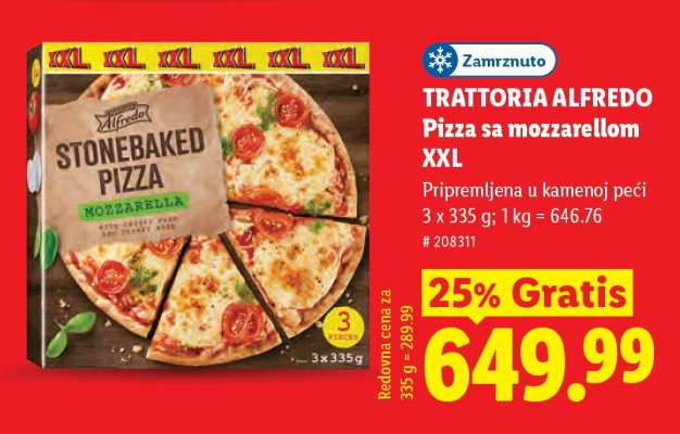 Trattoria Alfredo Pizza sa mozzarellom XXL