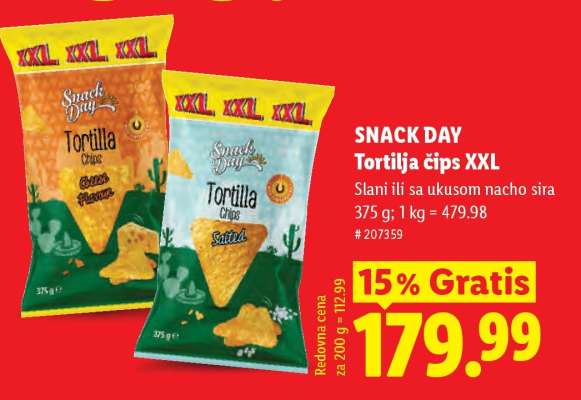 Snack Day Tortilja čips XXL