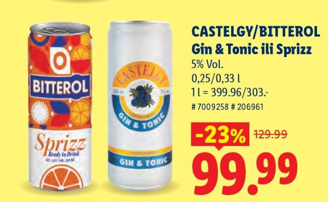 CASTELGY/BITTEROL Gin & Tonic ili Sprizz