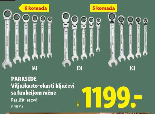 Parkside Viljuškasto-okasti ključevi sa funkcijom račne