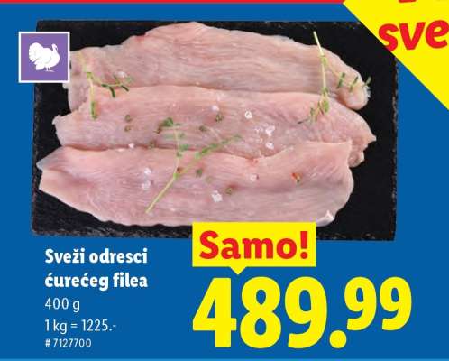 Sveži odresci ćurećeg filea