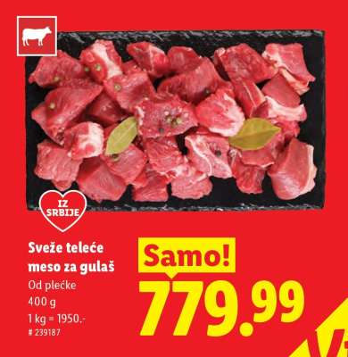 Sveže teleće meso za gulaš