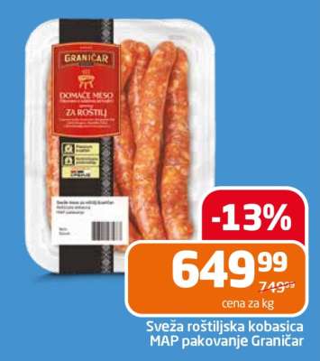 Sveža roštiljska kobasica MAP pakovanje Graničar