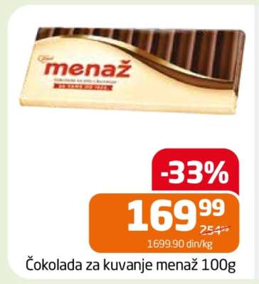 Čokolada za kuvanje Menaž, 100g
