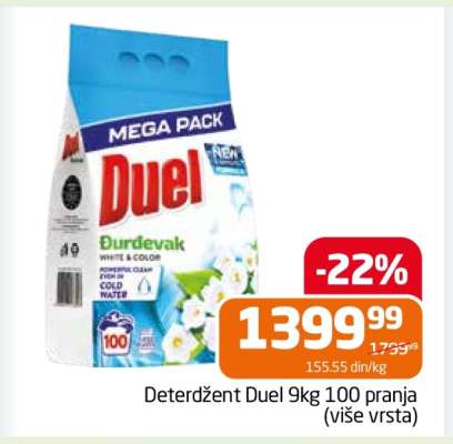 Deterdžent Duel 9kg 100 pranja