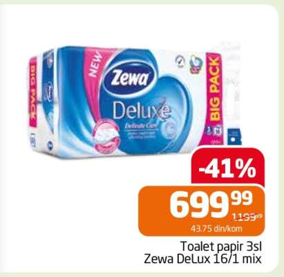 Toalet papir 3sl Zewa DeLux 16/1 mix