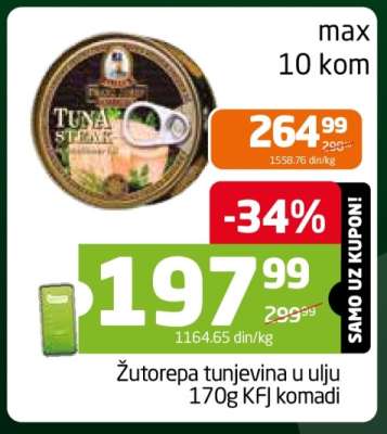 Žutorepa tunjevina u ulju 170g KFJ komadi