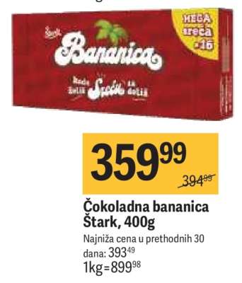 Čokoladna bananica Stark 400g