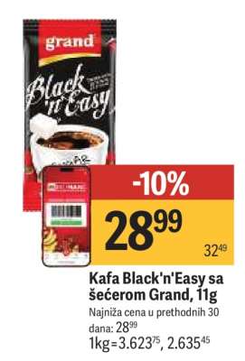 Kafa Black'n'Easy sa šećerom Grand, 11g