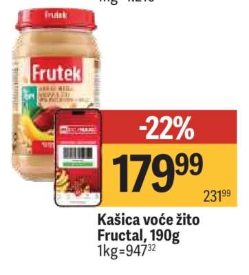 Kašica voće žito Fructal, 190g