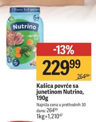 Kašica povrće sa junetinom Nutrino, 190g