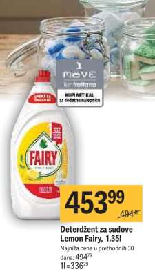 Deterdžent za sudove Lemon Fairy, 1.35l