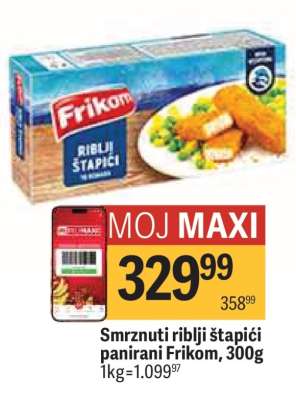 Smrznuti riblji štapici panirani Frikom , 300g