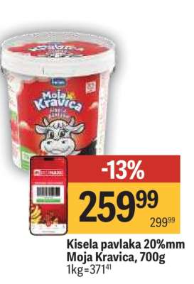 Kisela pavlaka 20% mm Moja Kravica 700g