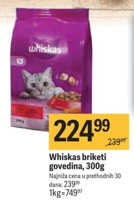 Whiskas briketi govedina, 300g