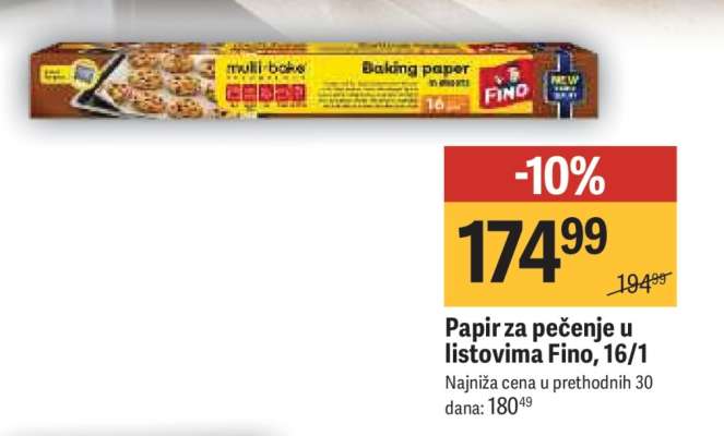 Papir za pečenje u listovima Fino, 16/1