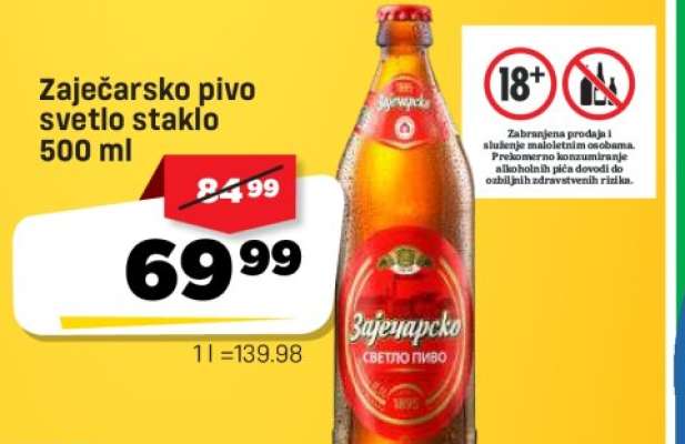 Zaječarsko pivo svetlo staklo 500 ml