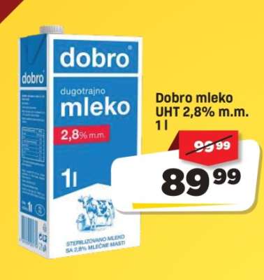 Dobro mleko UHT 2,8% m.m.