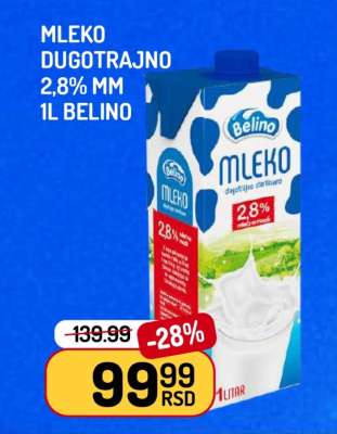 MLEKO DUGOTRAJNO 2,8% MM 1l BELINO