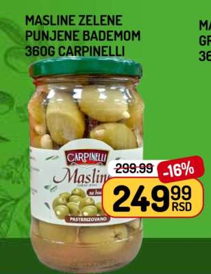 Masline zelene punjene bademom 360g Carpinelli