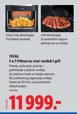 TEFAL 2 u 1 Friteza na vruć vazduh i gril