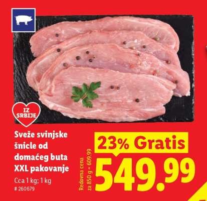 Sveže svinjske šnicle od domaćeg buta XXL pakovanje