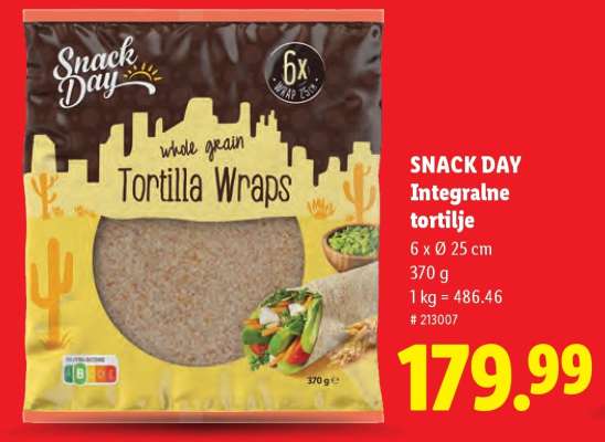 SNACK DAY Integralne tortilje