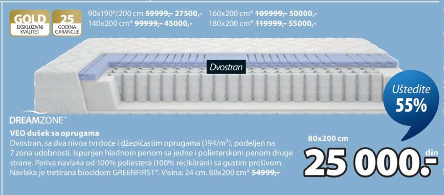 DREAMZONE VEO dušek sa oprugama