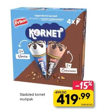 Sladoled kornet multipak