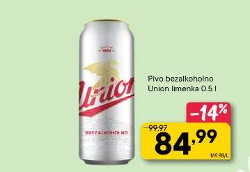 Pivo brezalkoholno Union limenka 0.5 l