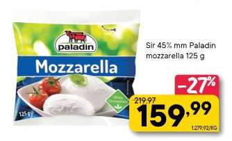 Sir 45% mm Paladin mozzarella 125 g