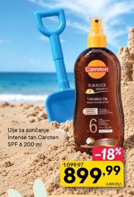 Ulje za sunčanje Intense tan Caroten SPF 6 200 ml