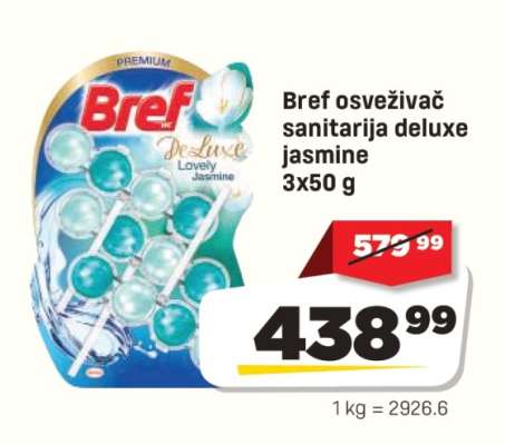 Bref osveživač sanitarija deluxe jasmine 3x50 g