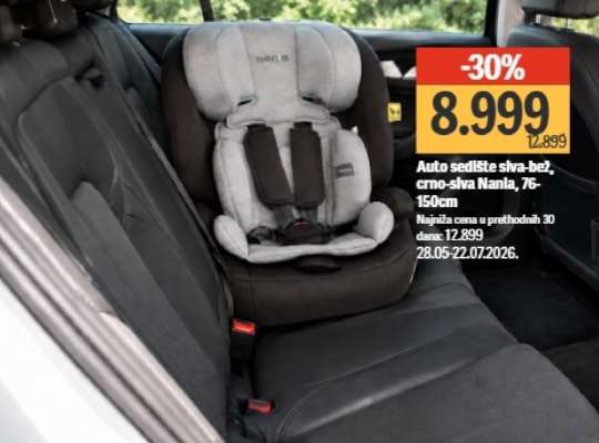 Auto sedište siva-bež, crno-siva Nanla, 76-150cm