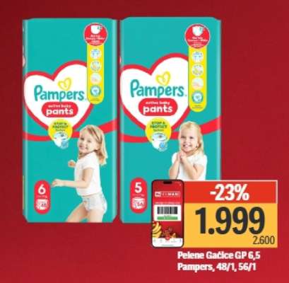 Pelene Gaćice GP 6,5 Pampers, 48/1, 56/1
